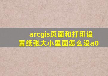 arcgis页面和打印设置纸张大小里面怎么没a0