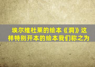 埃尔维杜莱的绘本《洞》这样特别开本的绘本我们称之为