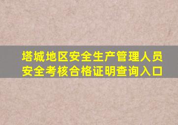 塔城地区安全生产管理人员安全考核合格证明查询入口