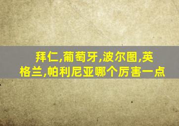 拜仁,葡萄牙,波尔图,英格兰,帕利尼亚哪个厉害一点