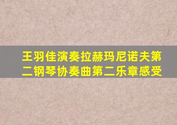 王羽佳演奏拉赫玛尼诺夫第二钢琴协奏曲第二乐章感受