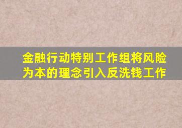 金融行动特别工作组将风险为本的理念引入反洗钱工作